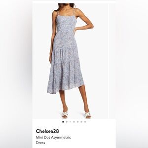 Chelsea28 Mini Dot Asymmetric Dress, Size XS